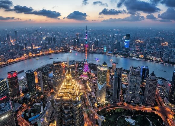 Night view of the Bund in Shanghai