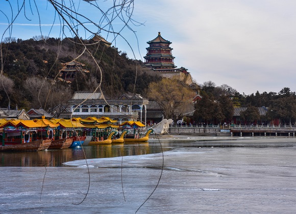 Frozen lake at the Summer Palace